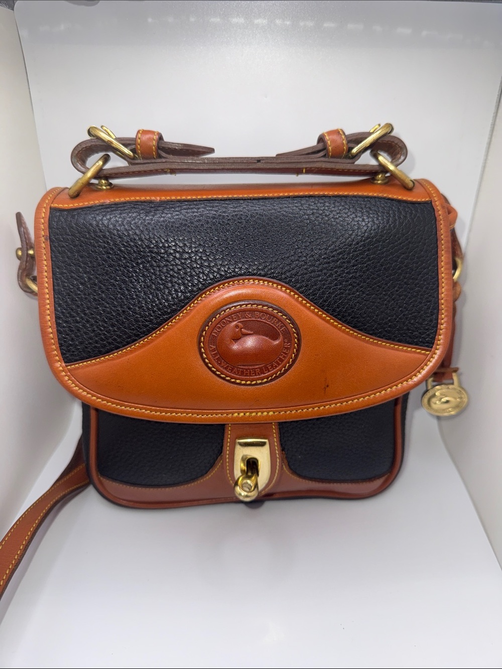 Vintage Dooney & Bourke (AWL) Square Carrier Leather Bag